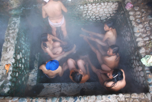 Chinese women at a hot spring.