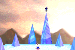 n64thstreet:Regulus   struggles on a slippery stalagmite in Bomberman