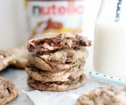 bakeddd:  chocolate chip toffee nutella cookies  click here for