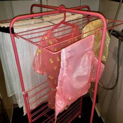 Diapers and PVC pants on my washing rack 