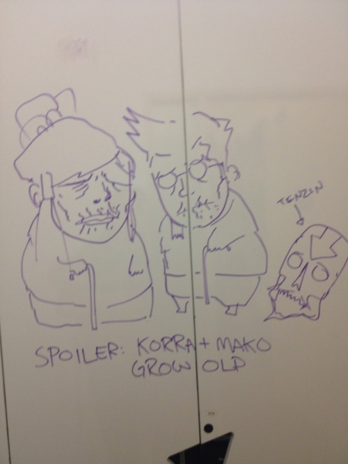 korranation:  censura:  The crew was having way too much fun.  We have white board cabinets at our animation studio. Here’s just some of the INSANELY AWESOME artwork that gets drawn on them :) 