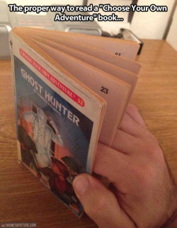 srsfunny:  The proper way to read these books…http://srsfunny.tumblr.com/