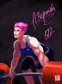 ioruko: Overwatch Zarya lifting 512 kg of weights! Do you even