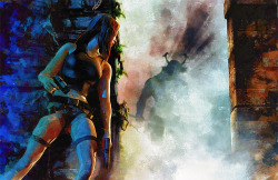 super-hero-center:  Lara Croft - Sneak and Peek by DanielMurrayART