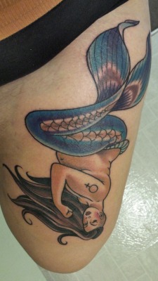 fuckyeahtattoos:  Fat, badass, feminist, Latina mermaid. Done