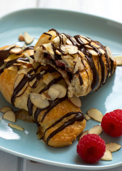 do-not-touch-my-food:Raspberry Almond Crescents with Chocolate