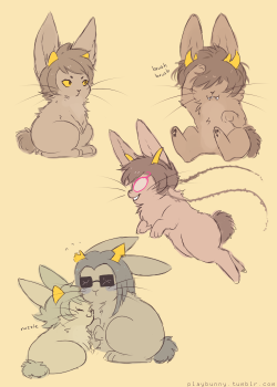 playbunny:  drew some of my favorite trolls as bunnies uvu  oh