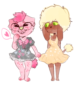 donitkitt:  i drew me and happyds anthro things bc dress buddies