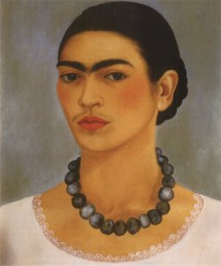 artist-frida:  Self Portrait with Necklace, 1933, Frida KahloMedium: