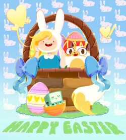 sketcheddy:  happy easter sunday! heres fionna and cake cause