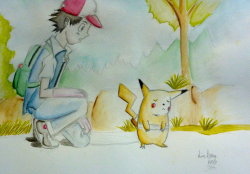 themangapenguin-art:  Ash And Pikachu Made by me (TMP) 2013 with