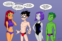 bold-n-brash: The Teen Titans are ready to hit the beach but