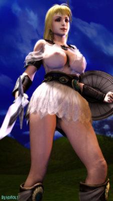 Sophitia and Cassandra tag team with a Sophitia tasteful semi-nude.Note: