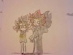 thegirlintheredscarfs:  A little sketch I drew of Yugi and the