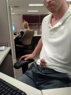 cutecoolandspoons:  Feeling horny - Dick out at the office