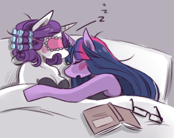 ladybeemer:  sleepy purple ponies  Aww <3 …not one