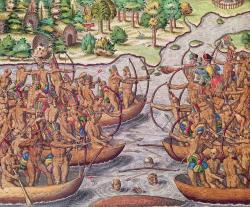 historicaltimes:  Canoe Battle between Tamoio and Temimino indians