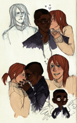 somewhat colored doodles of Jace (angel) and Leigh Thompson (adorable