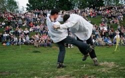 Shin-kicking is a traditional English combat sport, originating