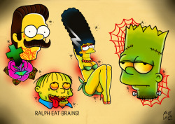 philwallart:  A Simpsons themed flash with a spooky twist. I’m