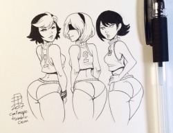 callmepo: “Nice set!”  Tiny doodle of Gogo, Yorha 2b, and