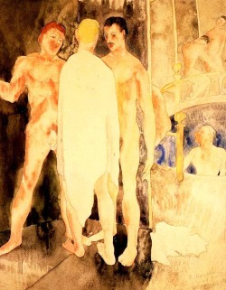 ganymedesrocks:  Turkish Bath with Self Portrait, 1918In the