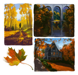 eatsleepdraw: Autumn-themed studies, 45 minutes for each scene,