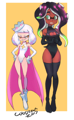 colodraws:  super costumes for this upcoming splatfest! flight