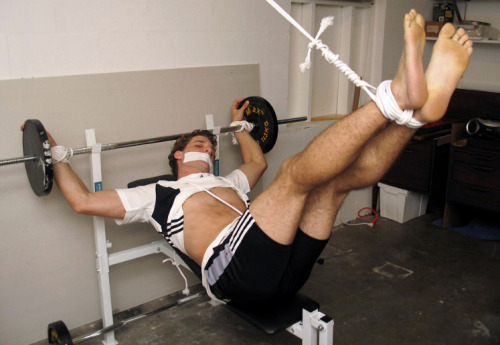 barefootminiondan:  boundhung:  I’m going to cane your bare soles until you howl.  Do all gyms have these now?