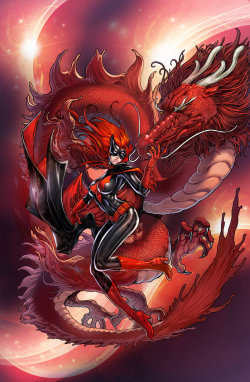 Batwoman with red dragon by daxiong 