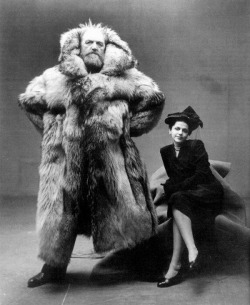 Arctic explorer Peter Freuchen with his wife, 1947. Looks kind
