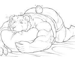ralphthefeline:  For today I decided to draw pudgy Ralph as a bear, nothing says more fluffy and pudgy than a bear~! Today pudgy Ralph woke up on the wrong side of the bed as a bear~! He be all drowsy and stuff~!  