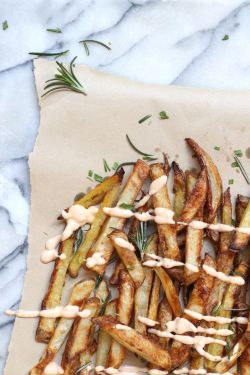 intensefoodcravings:Oven Baked Potato Fries with Herbed Sea Salt