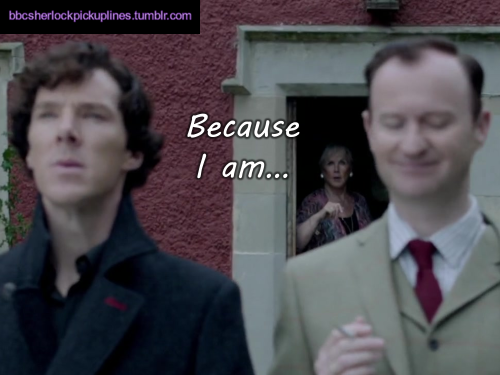 bbcsherlockpickuplines:  Work it, Mummy Holmes! Happy Motherâ€™s Day, followers <3  I didnâ€™t come up with a comic idea for this year, so Iâ€™m cheating a bit and just reblogging last yearâ€™s… Letâ€™s be real though, thereâ€™s no way Iâ€™m