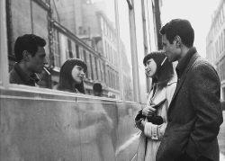 orchidetelm:  Anna Karina and Michel Subor on the set of “Le