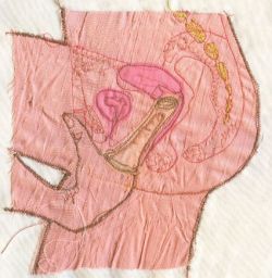 Fabric art illustration for a booklet for prostitutes around