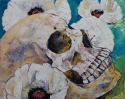 creese:Michael Creese - Skull with White Poppies (2015)