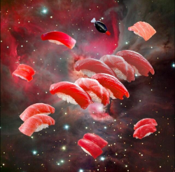 foodffs:  These pictures of sushi floating in space are truly