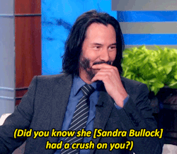 pajamasecrets:Adorable: Keanu Reeves and Sandra Bullock both
