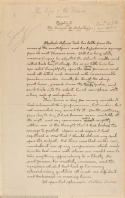 mugenmine:  The first manuscript page from Sir Arthur Conan Doyle’s