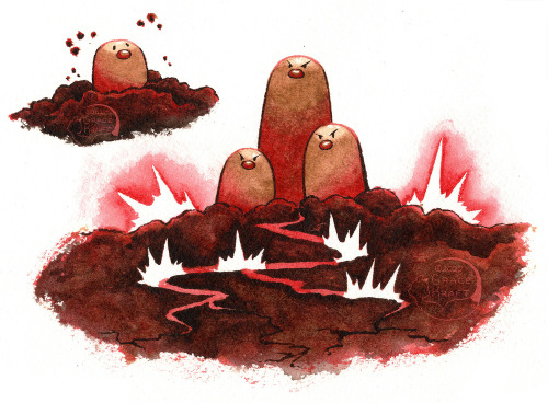 gracekraft:Diglett and Dugtrio for the Johtodex!I’ve always