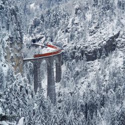 bluepueblo:  Snow Train, Landwasser Viaduct, Switzerland photo