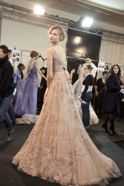 mulberry-cookies:  Magdalena Backstage @ Elie Saab S/S 2011 