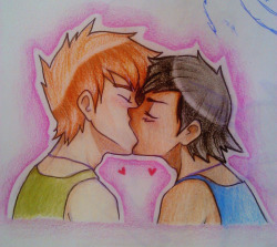 little-amb:  I drew it last month but heyyy, cuties kissin’