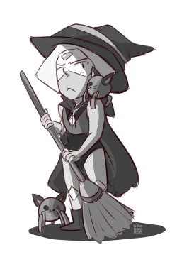 nikoniko808:  a little late spoopy witch Peridot for a patreon reward