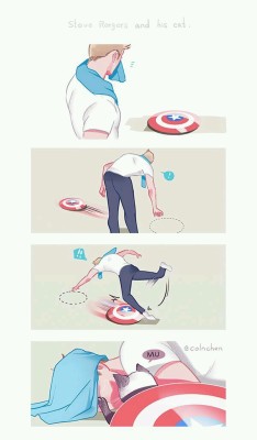 tiana-danced-with-bucky:  Steve and his cat and Bucky and his