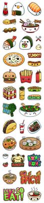 Vibers Kawaii Food stickers, by Squid & Pig, found on Behance.net