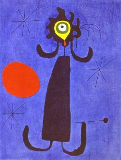 lonequixote:  Woman in Front of the Sun ~ Joan Miro 