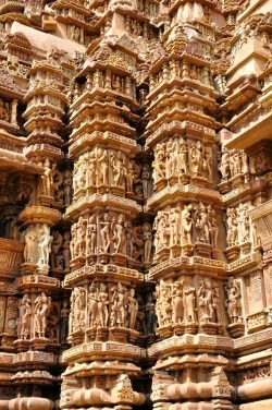 Erotica in marble (the Khajuraho Group of Monuments in India has huge carved pillars covered in hundreds of Kama Sutra symbols)