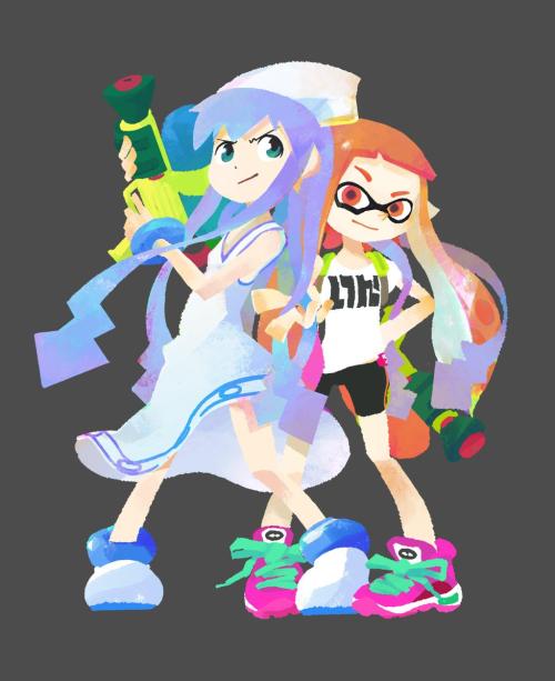 nelnel-chan:  Splatoon and SquidGirl collaboration illustration.